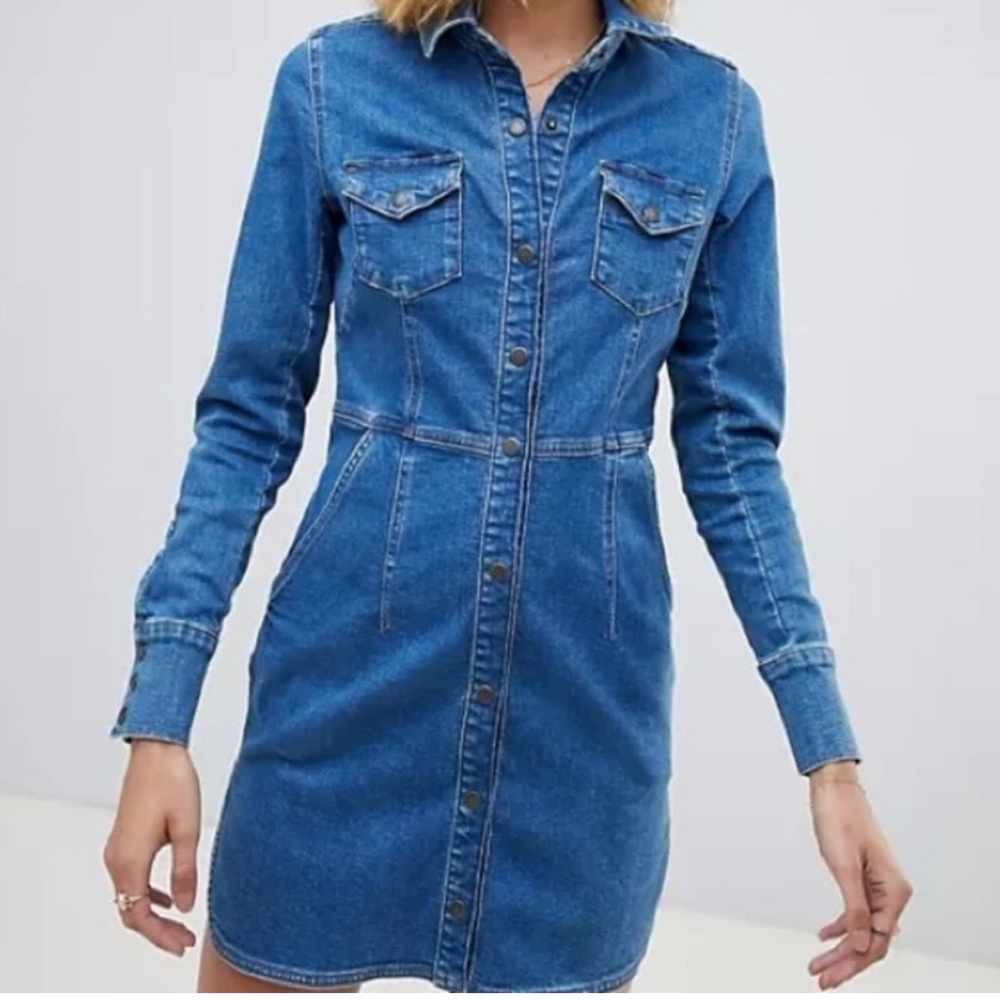 Free people dynamite Blue Denim Dress medium new